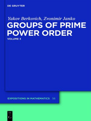 cover image of Groups of Prime Power Order. Volume 3